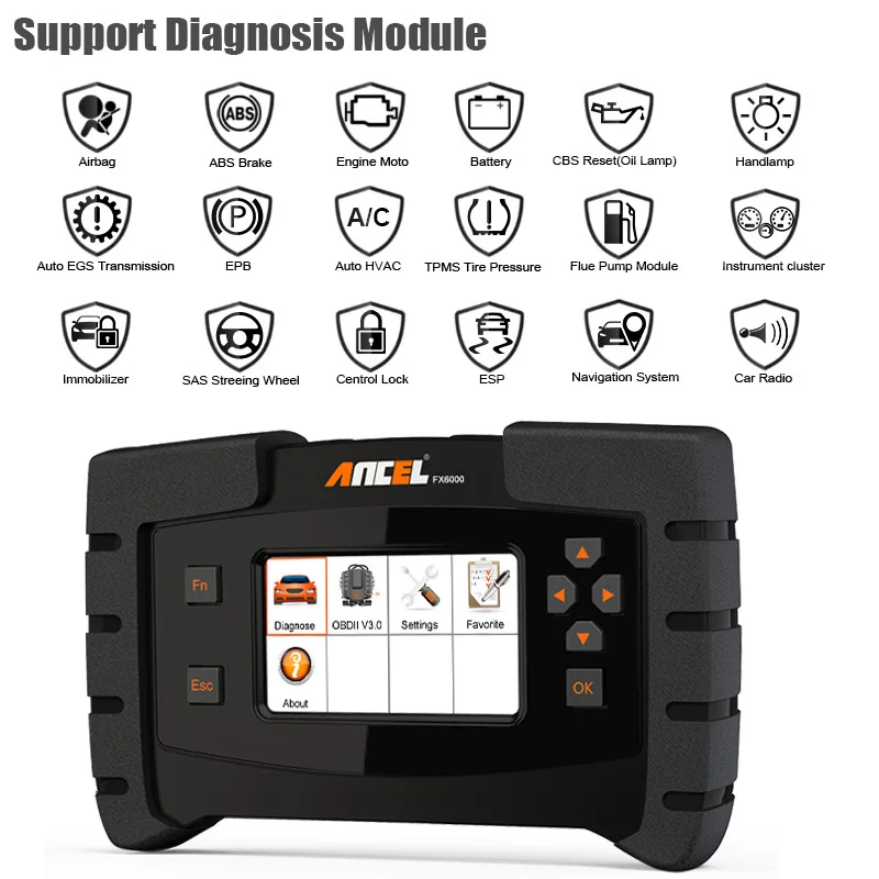 Ансель FX6000 OBD2 сканер полный Системы инструмент диагностики ABS Airbag SAS масла сброса