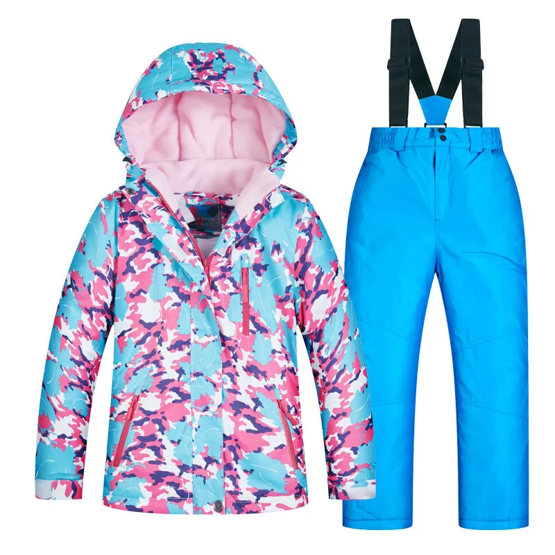 Лыжный костюм для девочек детские ветрозащитные водонепроницаемые яркие
