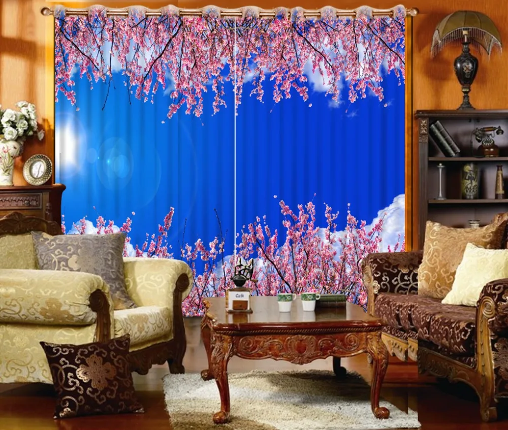 

new style Custom 3D Curtain Blue sky For room bedroom window blackout curtains