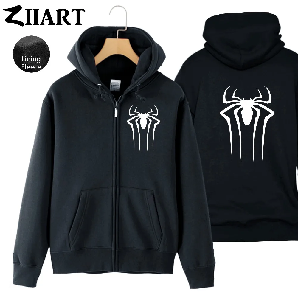 Женская флисовая куртка на молнии с капюшоном Venom-Logo крутая черная одежда