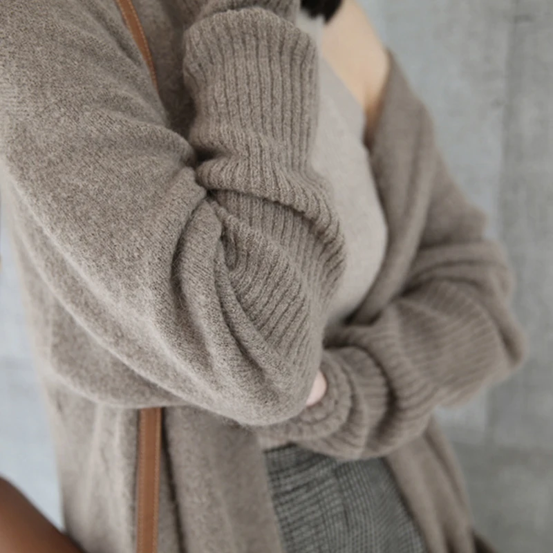 2018 winter women's large size long knitting cardigan over-the-knee loose thickening sweater female plus knit crop top |