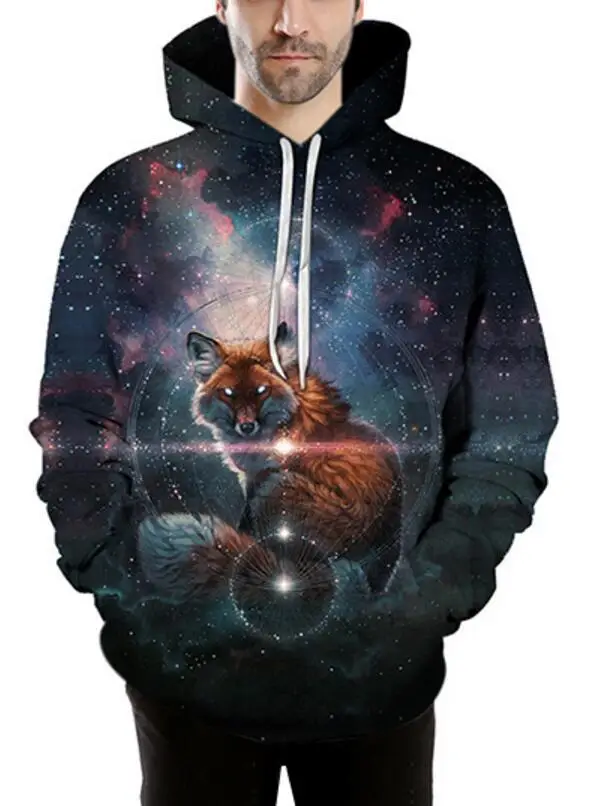 

S-6XL 3d Sweatshirts Men/Women Hoodies With Hat Fox Print New Autumn Winter Loose Thin Unisex Hooded Hoody pocket Tops Pullover