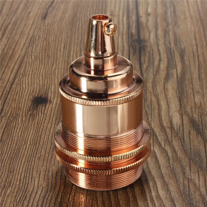 Rose Gold E27/E26 светильник держатель лампы лампа база Ретро винтажный старинный медный патрон с двойным кольцом держатель шнура 110-220 В - Цвет: Rose Gold