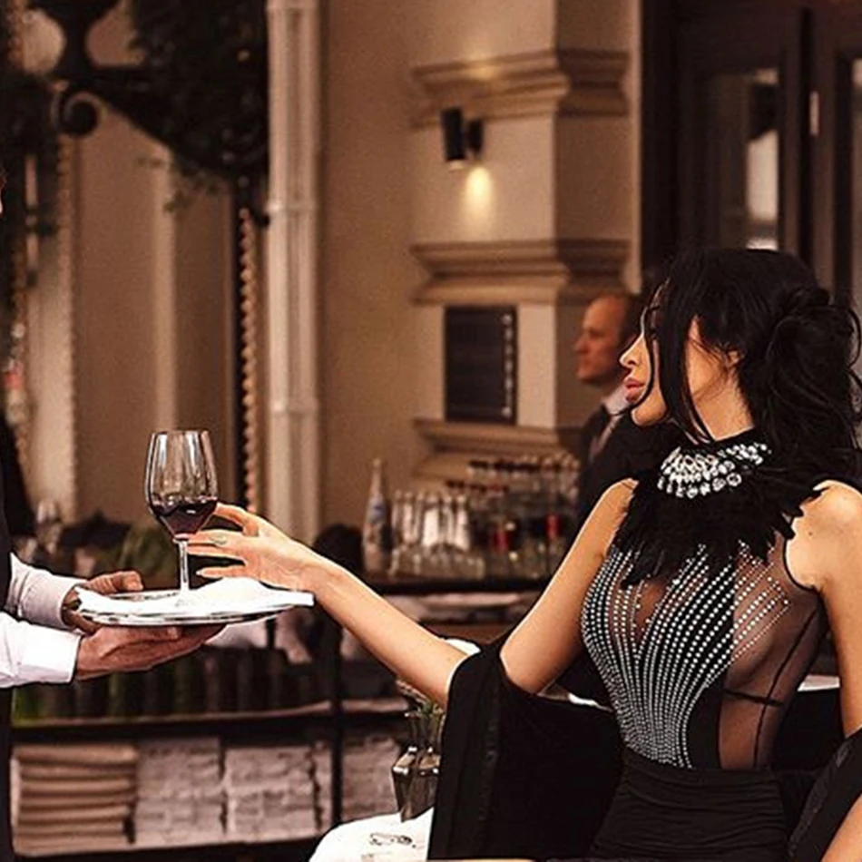 Modphy2018 новый кружевной бандажный комбинезон без рукавов с черным пером и