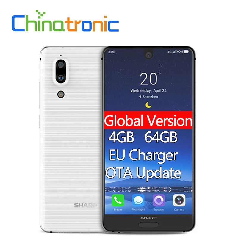 Глобальная версия SHARP S2 AQUOS C10 4G FDD LTE 5 &quotFHD мобильный телефон Snapdragon Octa core двойной