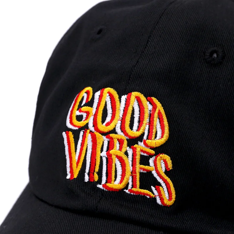 Кепка с надписью Good Vibes для мужчин и женщин хлопковая бейсболка регулируемая в