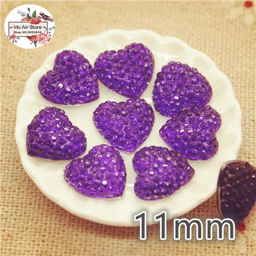 deep purple 100pcs 100 шт блестящее прозрачное Сердце Кабошон из смолы с плоской задней стороной художественная поставка Украшение Шарм ремесло DIY 11 мм - Цвет: deep purple 100pcs
