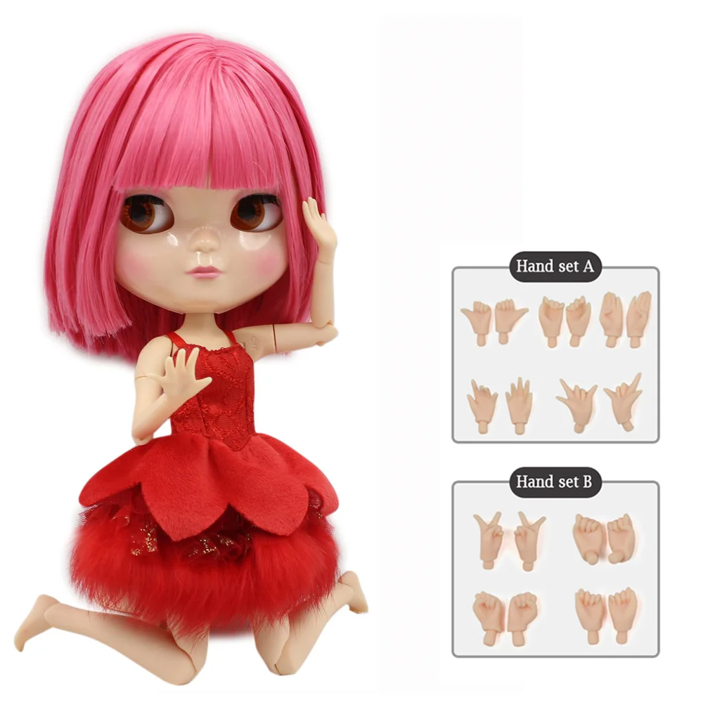 Кукла шарнирная ICY DBS с маленькой грудью и красными волосами набором рук A & B blyth