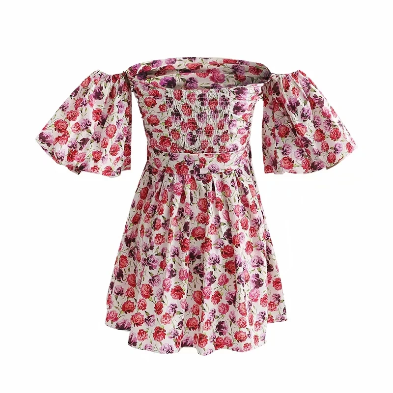 Винтажное мини-платье с цветочным принтом женское сексуальное короткое платье в