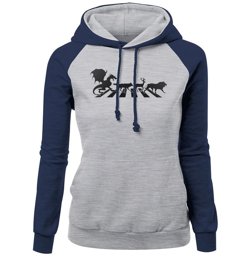 dark blue gray 1 Женская толстовка с принтом "Игра престолов", топы с принтом "престолов", пародия Harajuku, осенне-зимняя флисовая брендовая одежда с капюшоном - Цвет: dark blue gray 1