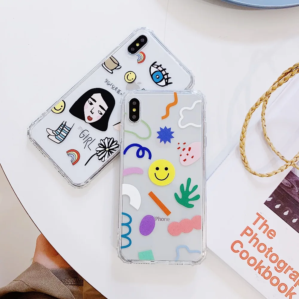 ORYKSZ Cartoon Transparent Phone Case For iphone XS Max XR X 6S 6 7 8 Plus Ultra Slim Soft TPU Cases Cover |