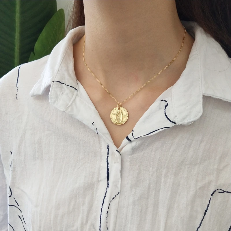 Ожерелье с подвеской монеткой для женщин серебро 925 пробы|necklace silver pendant|necklaces pendants