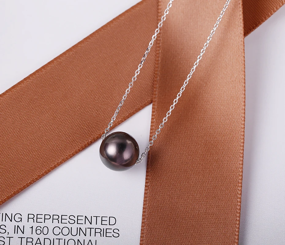 DAIMI, распродажа, 10-11 мм, черное жемчужное ожерелье из Таити, цепочка из серебра 925, ожерелье с одной жемчужиной, хорошее ювелирное изделие