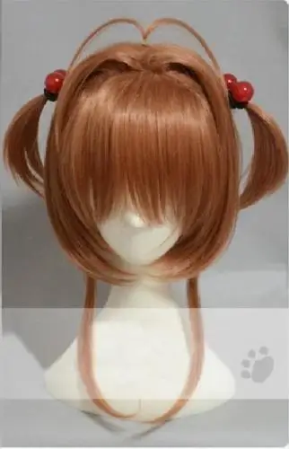 Wig and Hairbands Высокое качество Сакура парик КИНОМОТО аниме карты Captors Сакура косплей костюм парики костюмы на Хэллоуин волосы+ красные шары повязки для волос - Цвет: Wig and Hairbands