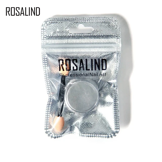 Зеркальный порошок для ногтей Rosalind блестящий с губкой зеркальный лак