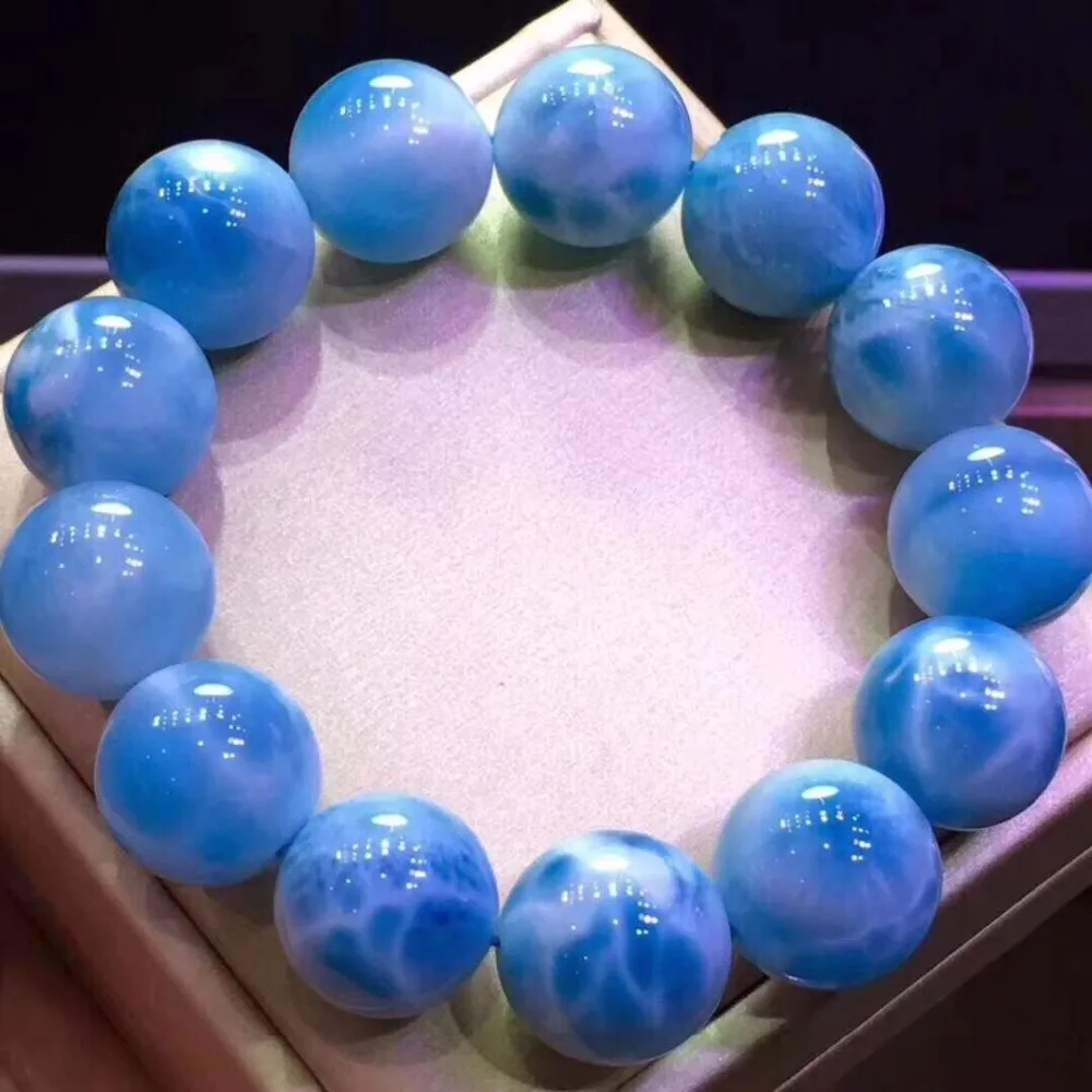18 мм большие круглые бусины натуральный камень Larimar браслет для женщин и мужчин