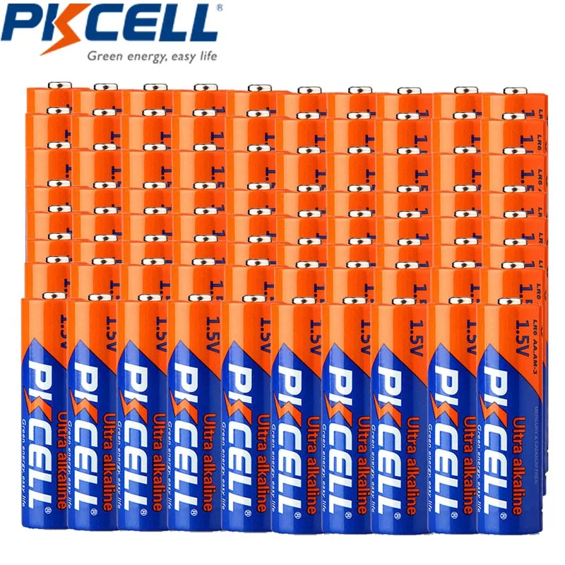 100 x PKCELL AA батареи LR6 1 5 V 2A щелочные первичные lr6 AM3 E91 MN150 для MP3 камеры|lr6 alkaline