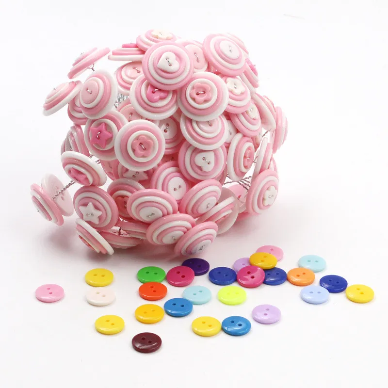 SINUAN Button Set Flatback Resin Plastic Buttons Dyed Decorative Mix Color And Size Crafts Accessories | Дом и сад