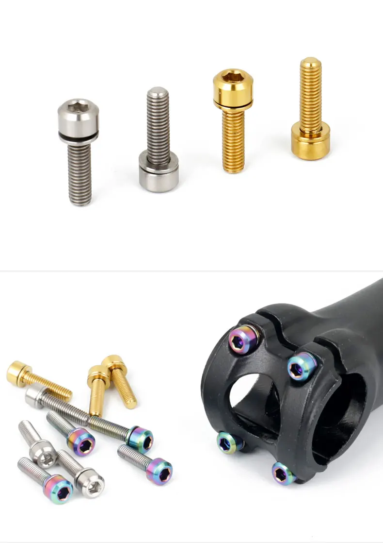 Deemount M5x20mm велосипедные болты для выноса руля с шестигранной головкой с шайбой MTB горный велосипед Ti TC4 винт цикл крепления запчасти 6 шт