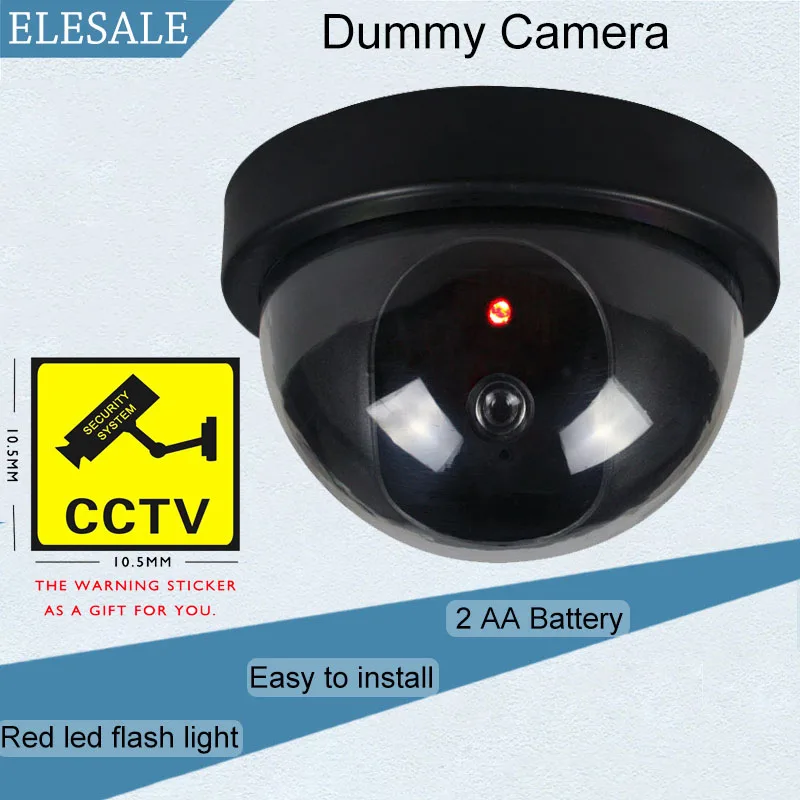 Creative Black Plastic Dome CCTV Dummy Camera Flashing Led F