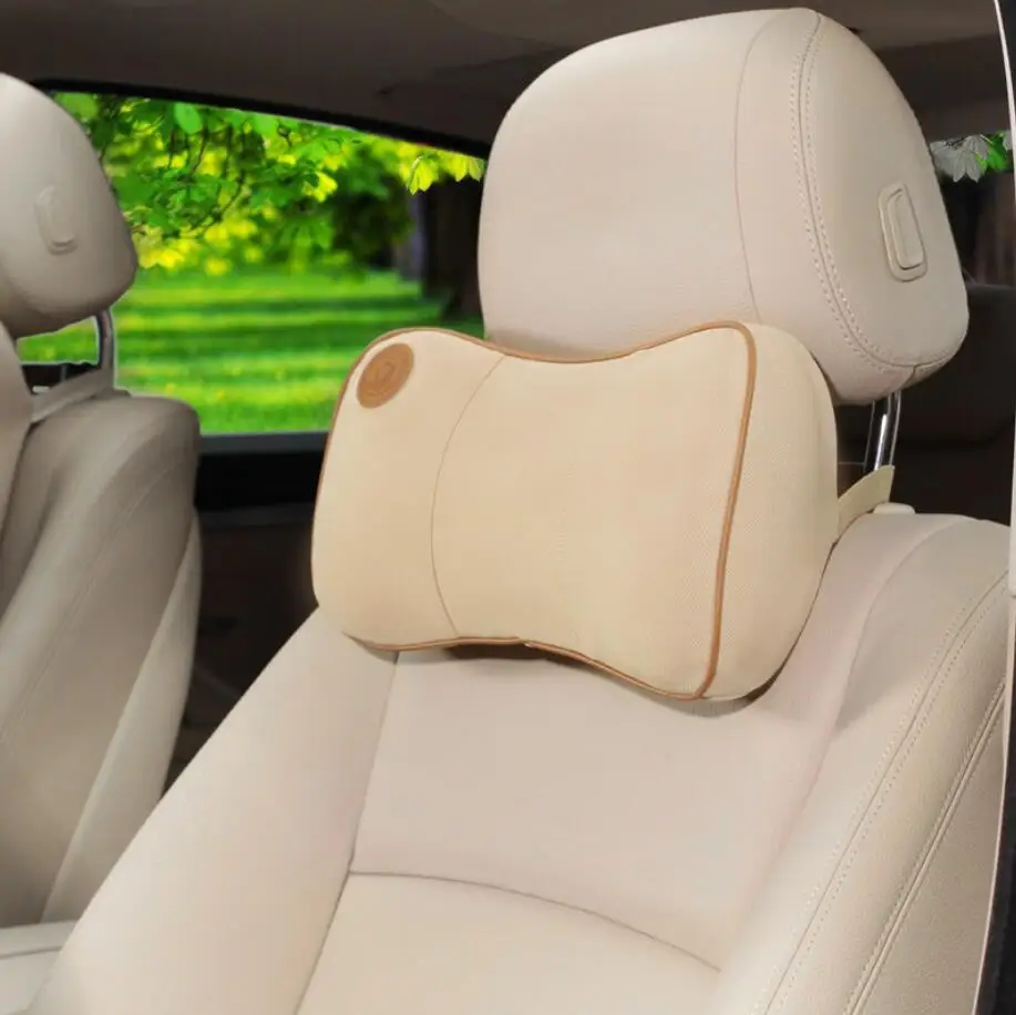 Beige CDCOTN авто подголовник подушка для шеи Отдых памяти хлопок ткань чехол мягкий подголовник для путешествий Поддержка автомобиля авто аксессуары - Цвет: Beige