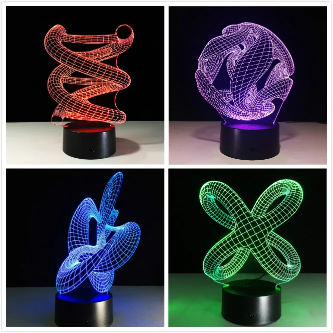 3D ДНК светодиодный ночной Светильник ABS сенсорный База все абстракция спиральная