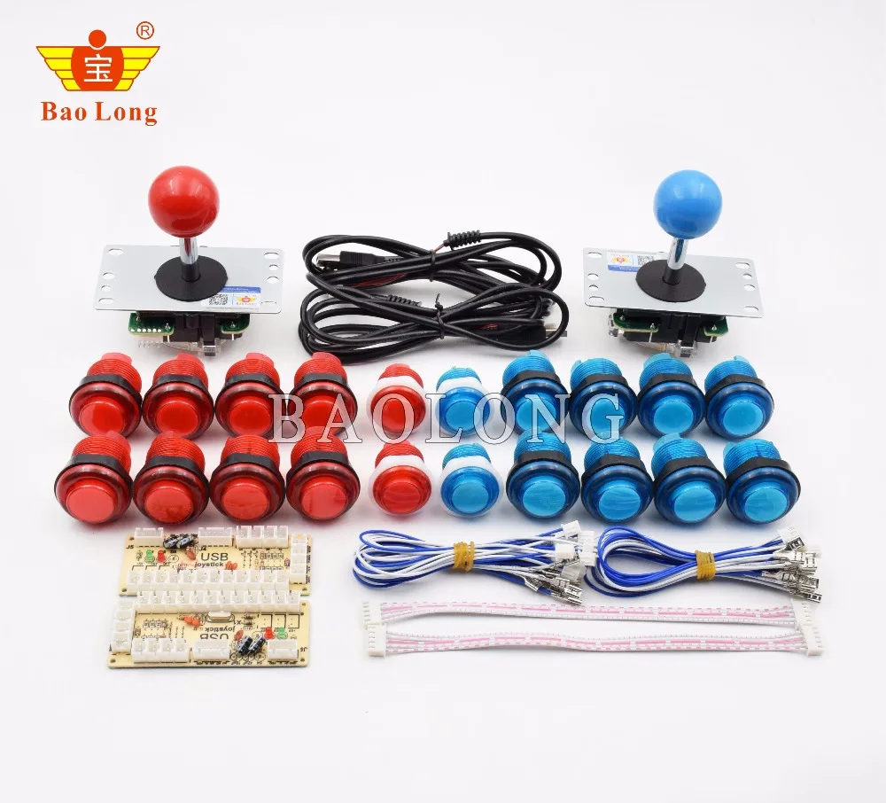 DIY аркадная игра джойстик наборы LED аркадные кнопки + USB контроллер кабели для