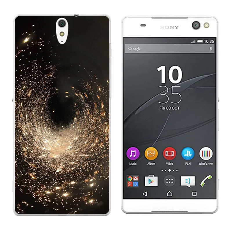 Soft TPU Back Case for Sony Xperia C5 Phone Golden Printing Cover Ultra/E5553/E5506 Silicon Shell |