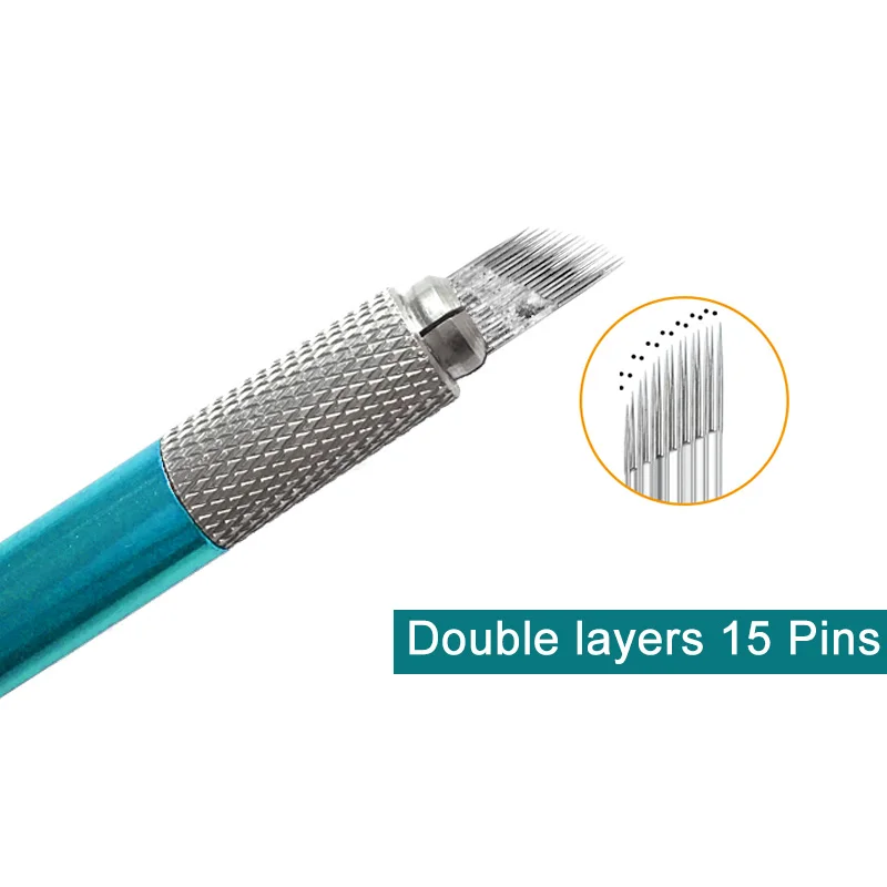 50 шт. изогнутые 15Pin& 16Pin& 17Pin вышивка конические иглы Лезвия для перманентного макияжа бровей и губ микроблейдинг tebori blade