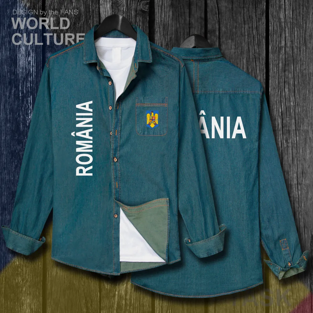 

Romania Romanian ROU RO Men Fashion Clothes Autumn Long Sleeve Cowboy Coat Turn-down Collar Jeans Shirt Casual Jacket Tops 20