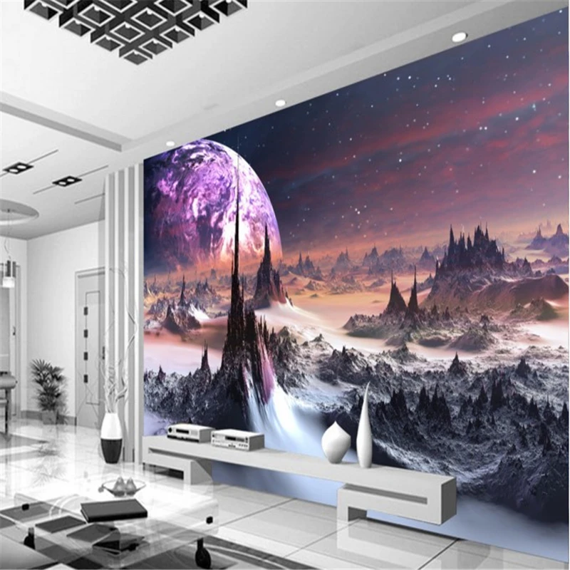 Персонализированные индивидуальные обои 3D dream universe Cosmos горы и реки ТВ диван фон