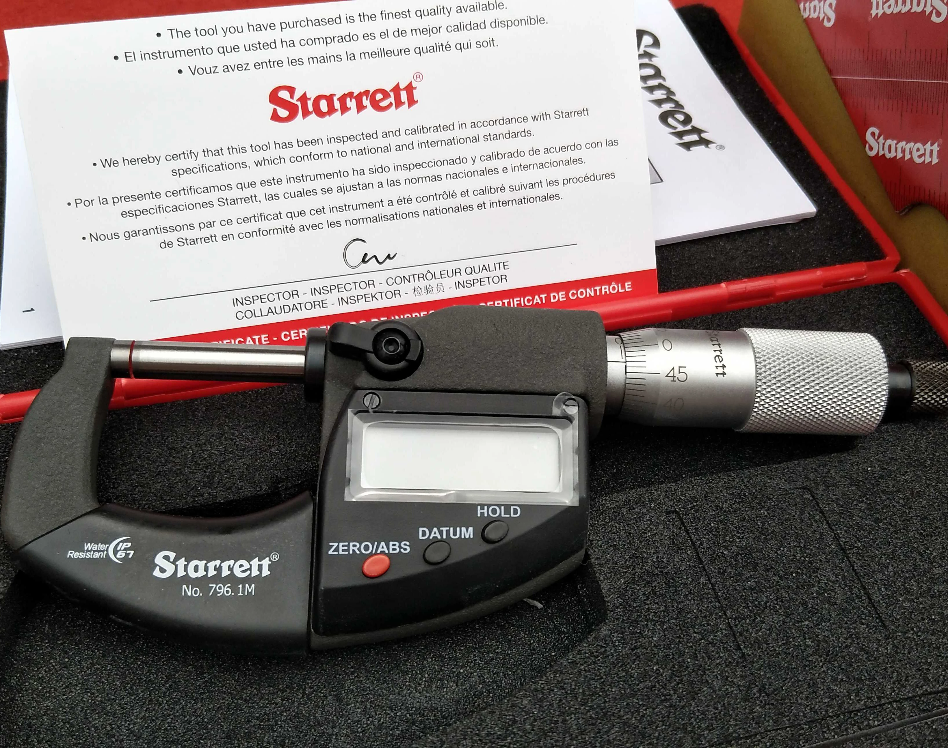 

Original Starrett 796.1MXRL Measuring Range 0-25/25-50/50-75/75-100mm 0.001mm Metric digital Outside Micrometer without Output