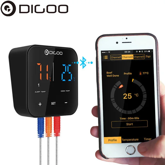 Digoo DG FT2303 три канала Смарт bluetooth приложение управление барбекю термометр Кухонный