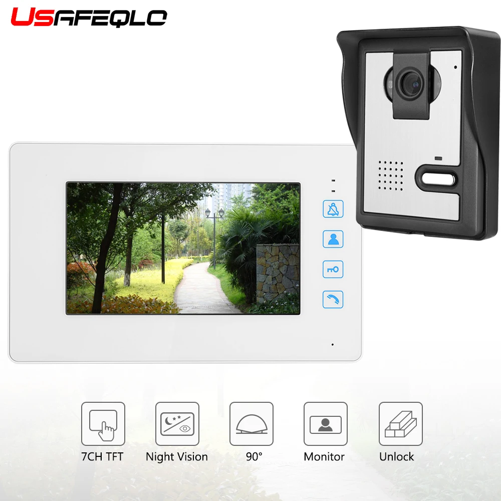 USAFEQLO 7 ''TFT lcd проводной видео телефон двери визуальный видеодомофон спикерфон