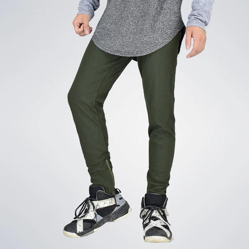 Moomphya/2017 Side Zip Треники осень узкие боковые молнии Штаны уличная Army Green Военная в