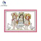 Joy Sunday рисунок Стиль молодых девушек 14ct и 11cat штампованные легко вышивки крестиком узоры для начинающих diy Вышивка