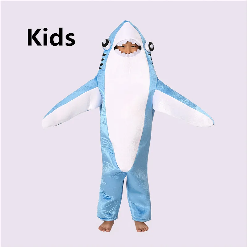 Kids Маскарадный костюм акулы для детей и взрослых, сценический комбинезон с акулой, костюмы на Хэллоуин для выступлений - Цвет: Kids