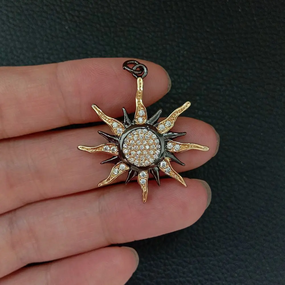 CP095 1 шт. CZ Micro Pave Starburst кулон четыре цвета кулон 30*31 мм