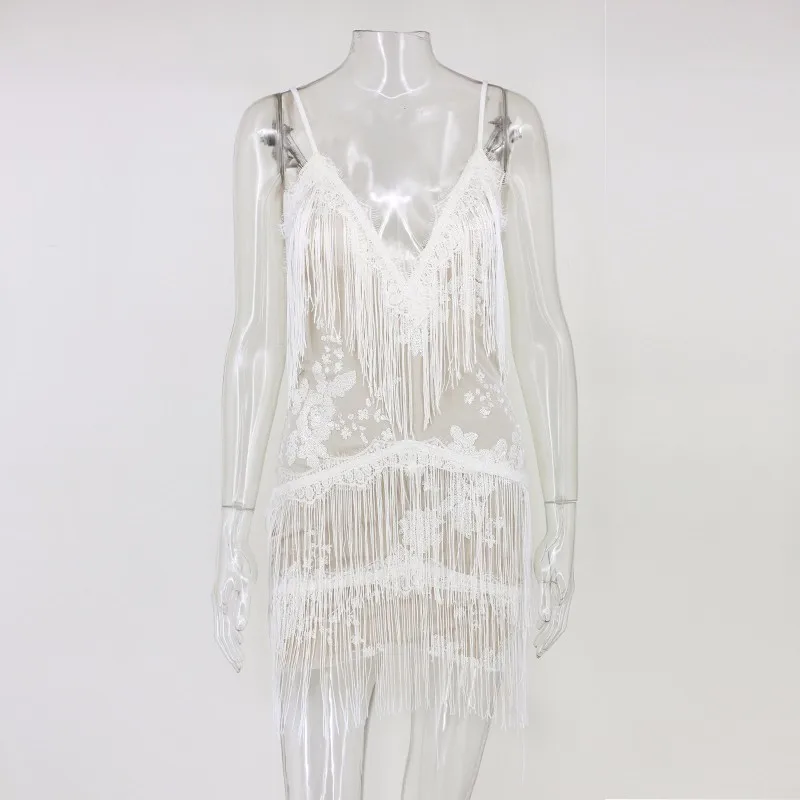 Dressmecb Для женщин V Средства ухода за кожей Шеи кисточкой Оболочка Sequine мини платье