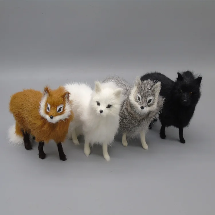 Стоящая Милая лисица модель игрушки полиэтилен и мех кукла украшение дома около