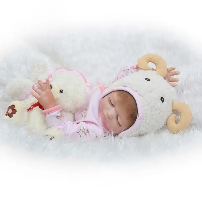 20&quot50cm Full Silicone Reborn Babies Dolls sleeping quiet delicate silicone fake infant toy Xmas Birthday Gift Present Bathe Toy | Игрушки