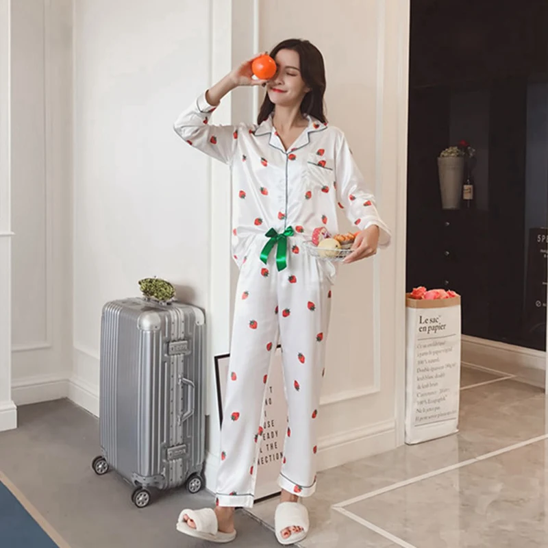 Домашний пижамный комплект из 2 предметов с принтом атласная пижамная ночная