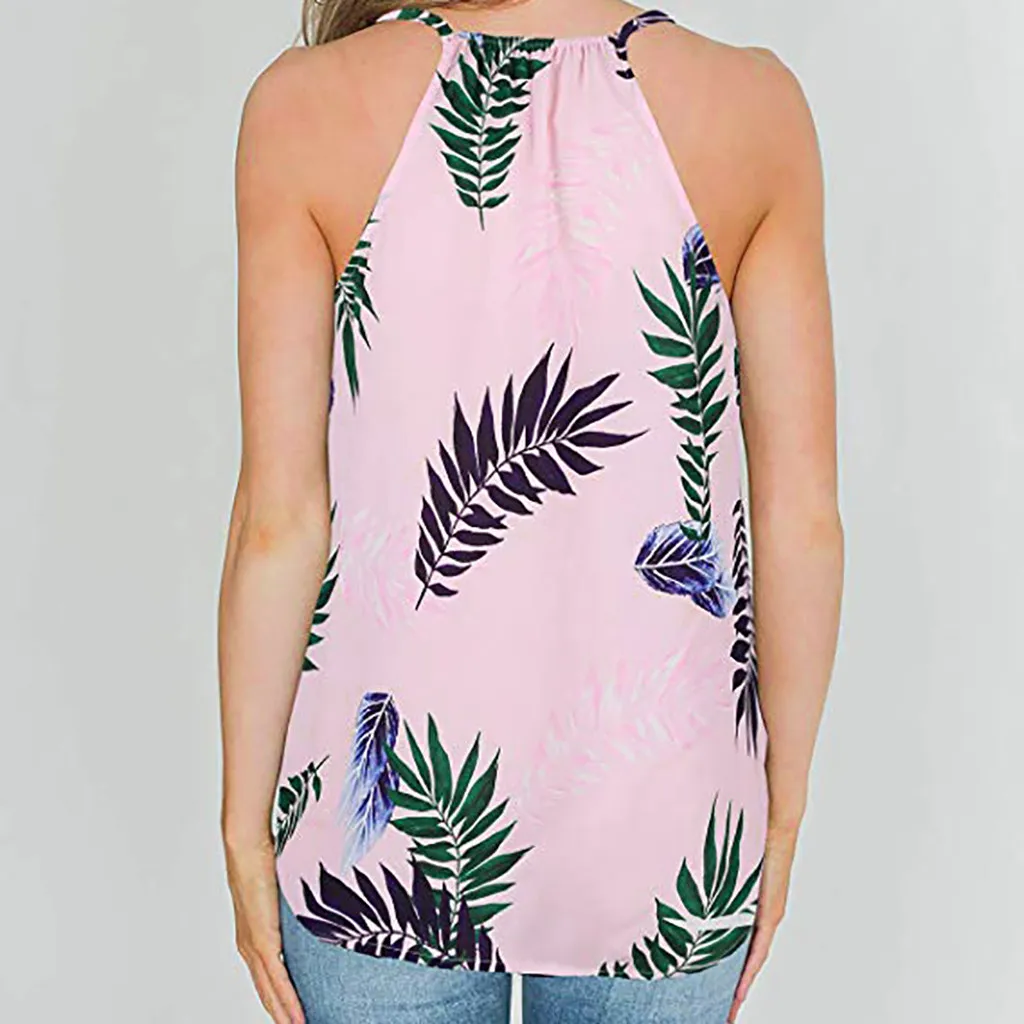 SAGACE летняя рубашка с принтом для женщин v образный вырез без рукавов Одежда