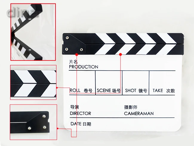 Clapperboard Clapper доска Slate Cut Prop акриловая 29 8*24 8 см Видео Сцена Профессиональный
