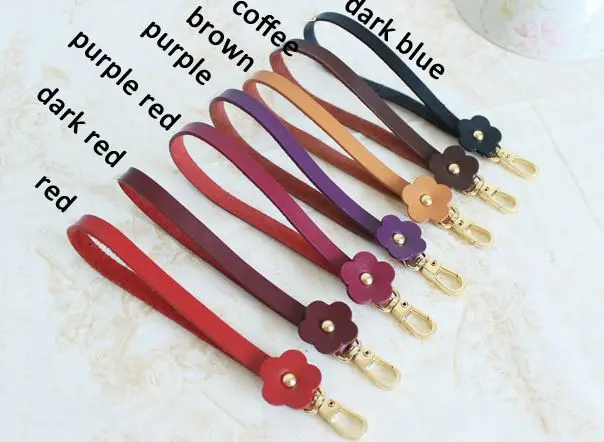 1 шт., натуральная кожа, 0,8*15,5 см, сменные короткие ремни, сумка, аксессуары, клатчи, браслет, сумка с ручкой, цветок - Цвет: dark red