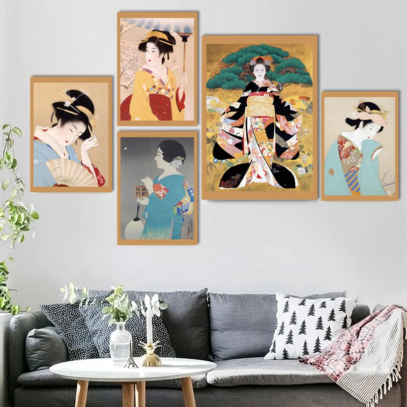 Плакат на холсте с изображением сексуальной девушки высокого качества Ukiyoe