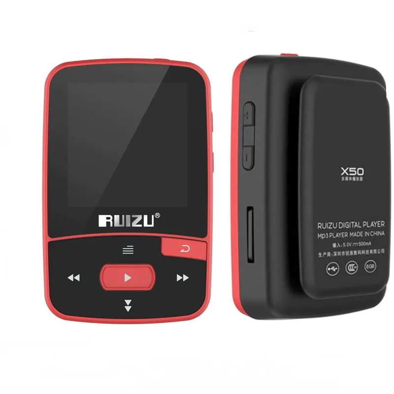 

Спортивный Bluetooth MP3 плеер RUIZU X50, оригинальный плеер с 8 Гб, экраном для мини-клипов, поддержкой FM, записи, электронная книга, часы, шагомер