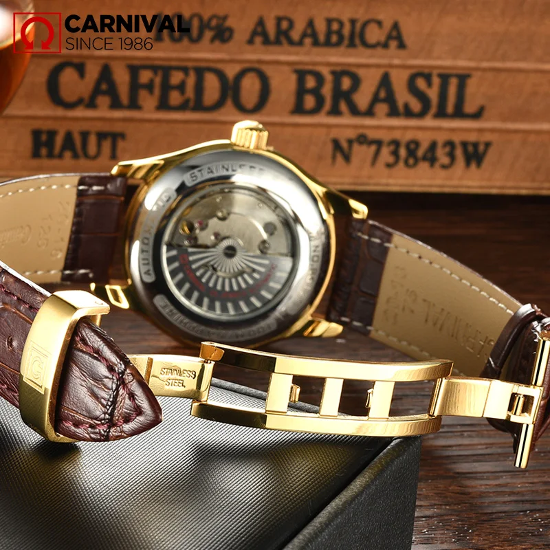 Карнавал механические часы Высокое качество люксовый бренд мужские бизнес