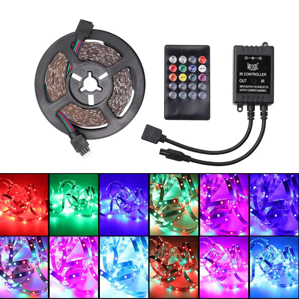 Синий RGB светодиодные полосы света атмосферное освещение автомобиля 5 м 60 Светодиодный/м DC12V гибкая светодиодная лента украшение дома освещение интерьера - Испускаемый цвет: Синий