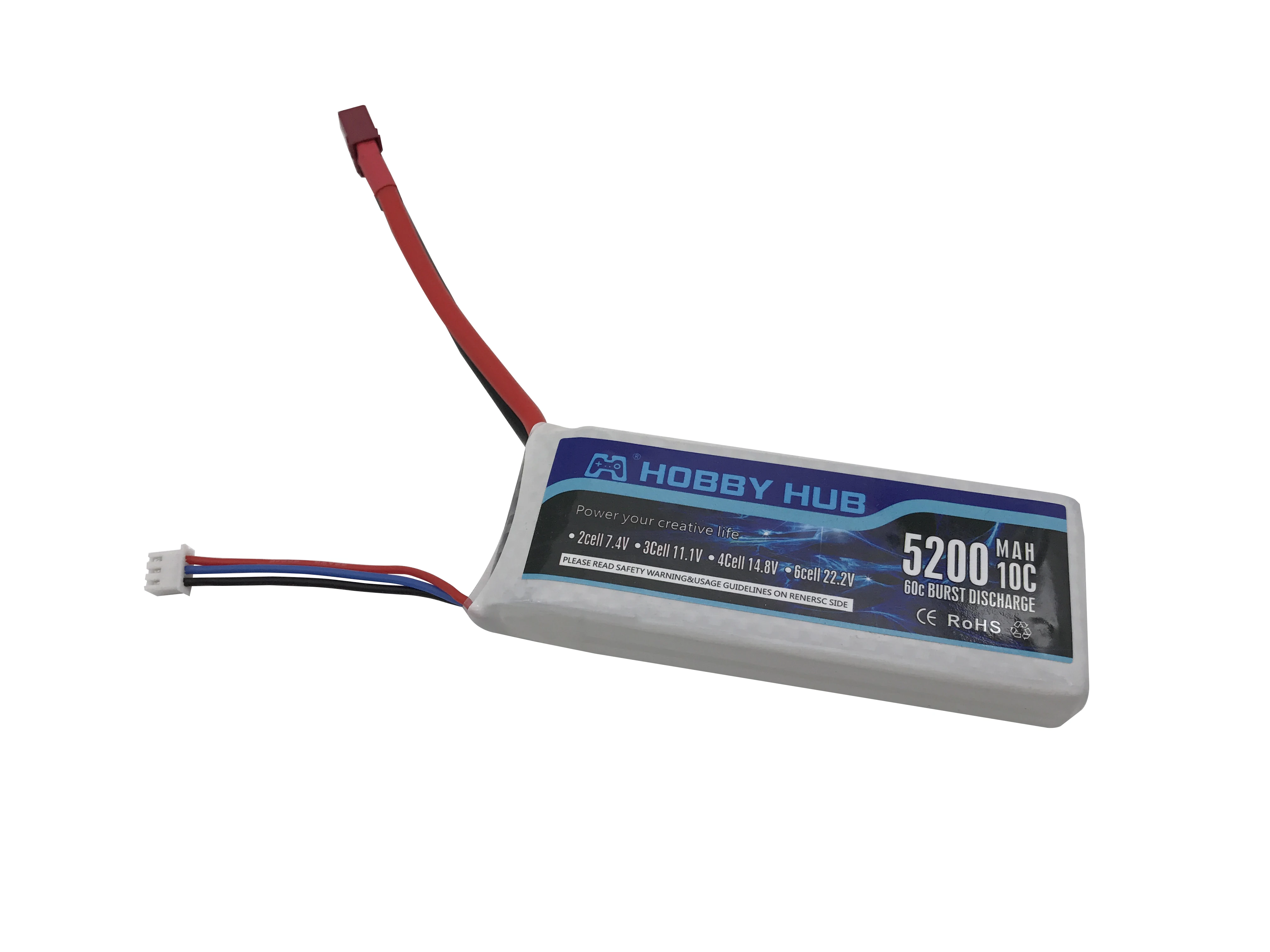 1 шт. Hobby Hub RC Lipo батарея 2s 7,4 V 5200mAh 10C Max 60C для Wltoys 12428 12423 обновленная батарея части для RC лодки автомобиля Lipo